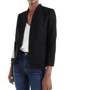 J. Crew 365 Going Out Blazer Stretch Twill Open Front Collarless Black Size 6
